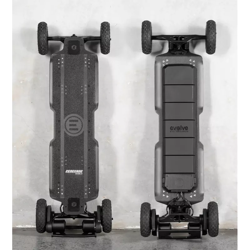 Mountainboard électrique Evolve Diablo Renegade avec une vitesse maximale de 50 km/h et une puissance de 7000W