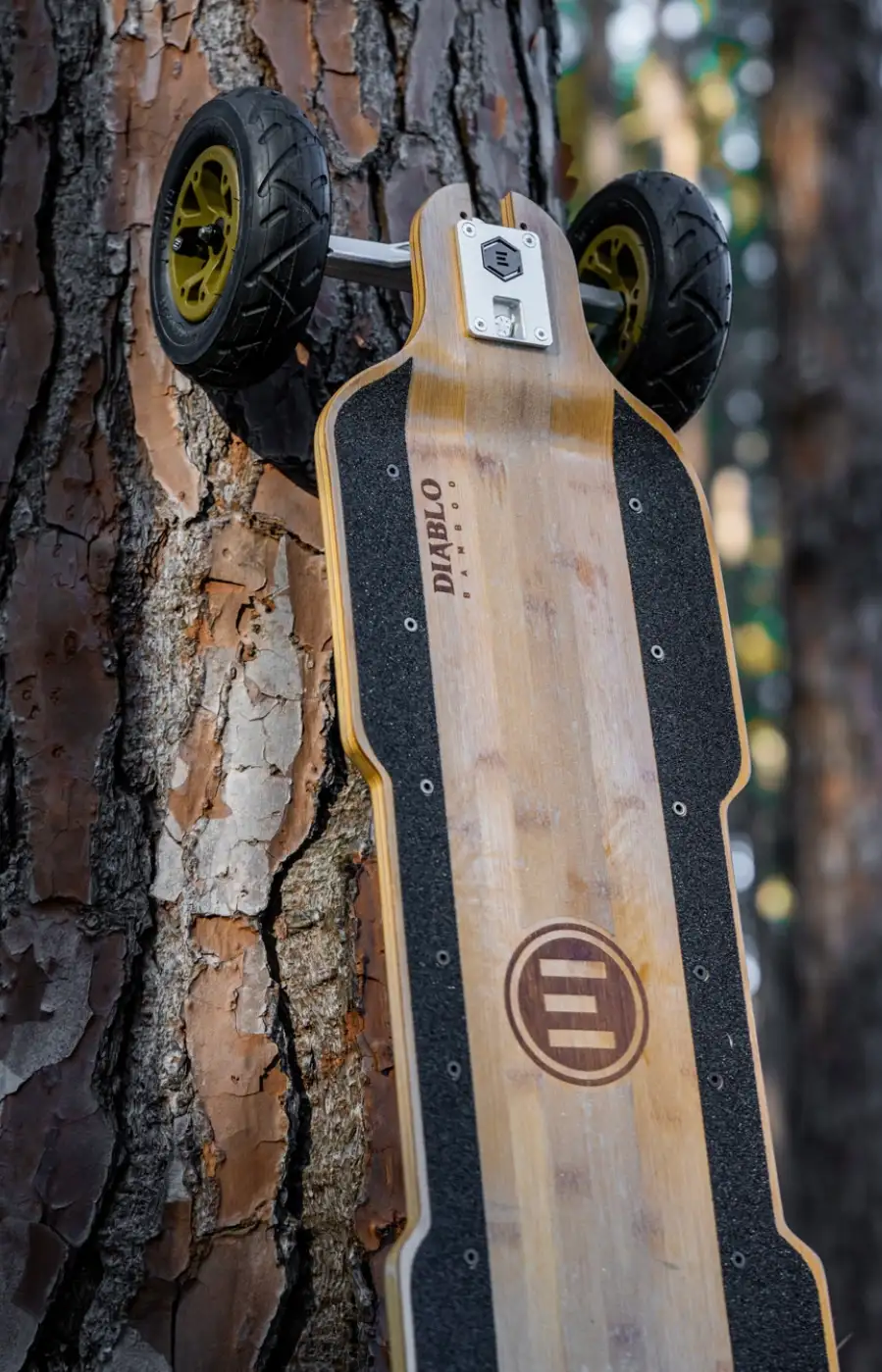 Diablo Bamboo posé contre un arbre