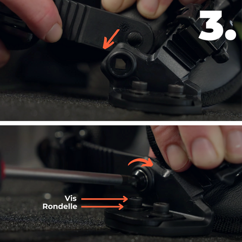 Photo de l'installation des attaches de talons